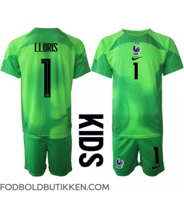 Frankrig Hugo Lloris #1 Målmand Udebanetrøje Børn VM 2022 Kortærmet (+ Korte bukser)